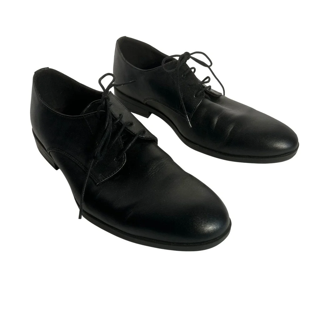 H&M Mens Black Leather Lace Up Oxford Dress Shoes‎ Size 7.5 US 40 EUR